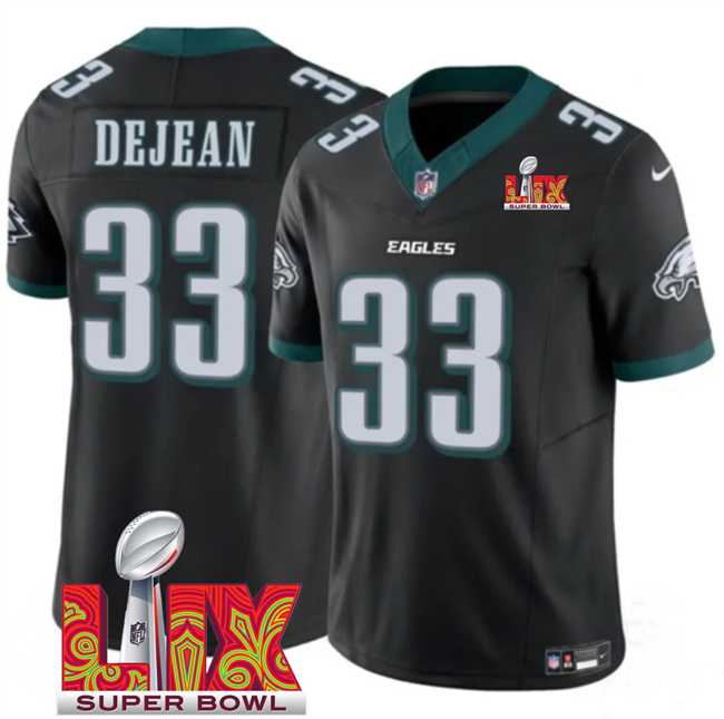 Men & Women & Youth Philadelphia Eagles #33 Cooper DeJean Black 2025 Super Bowl LIX Patch New F.U.S.E. Vapor Untouchable Limited Stitched Jersey